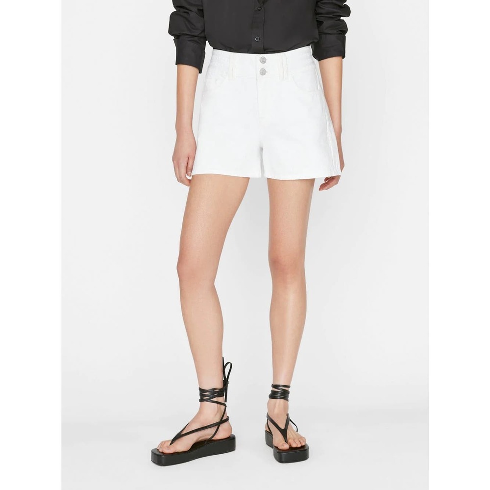 Frame Triple Binding High Rise Denim Shorts Blanc White sz 29